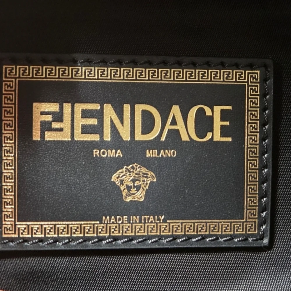 FENDACE Fendi/Vesace Collab Black and Gold Men's / Women's / Unisex Backpack